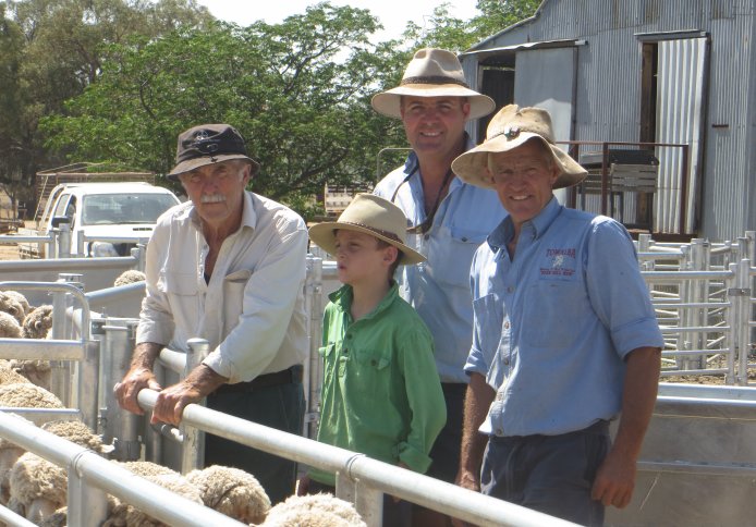 Warick with his long-time Towalba clients Graham, Robert and Charlie Grimm of Grenfell.