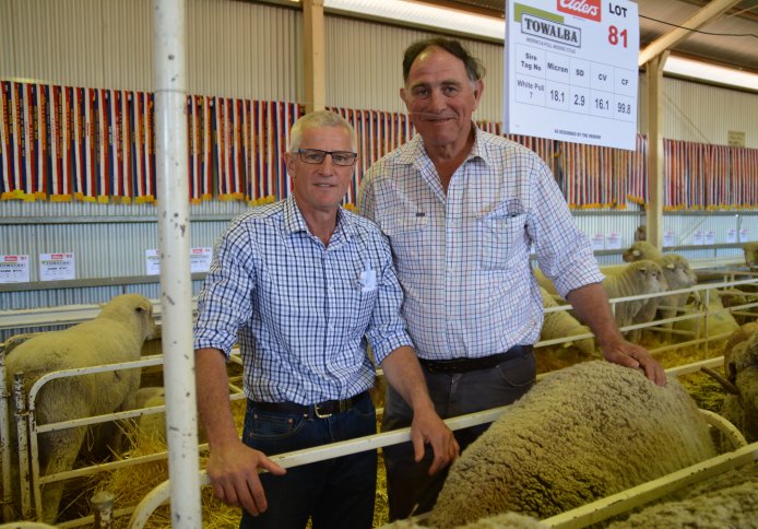 Warick discusses ram selection with client Rob Allen ‘Eumarra’ Brewarrina.